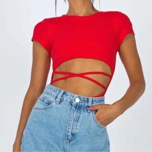 Princess Polly Red Crisscross Crop Top